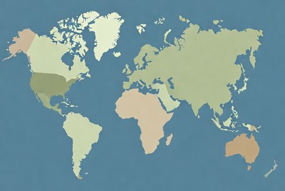 World map in soft colors