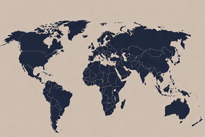 World map with dark outlines
