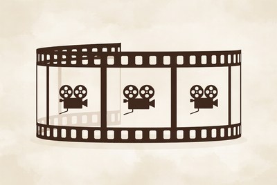 Film reel with vintage cameras