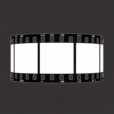 Film reel with empty frames displayed