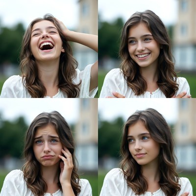 Emotions of a young girl in the park