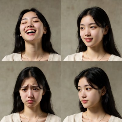Emotions of a young woman displayed