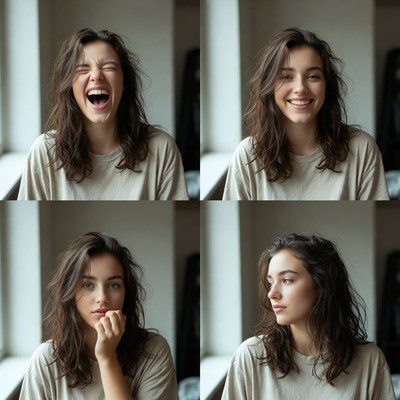 Expressions of joy and thoughtfulness