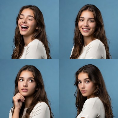 Joyful expressions against blue background