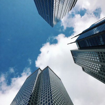 Tall buildings against blue sky