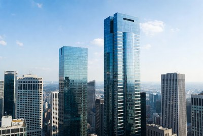 City skyline with modern skyscrapers
