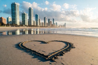 Heart drawing on the beach