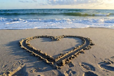 Heart shape drawn in sand