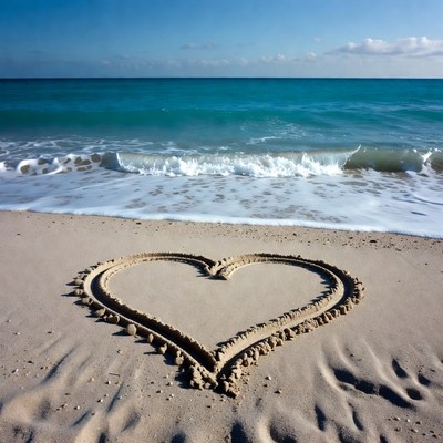 Heart in the sand at beach
