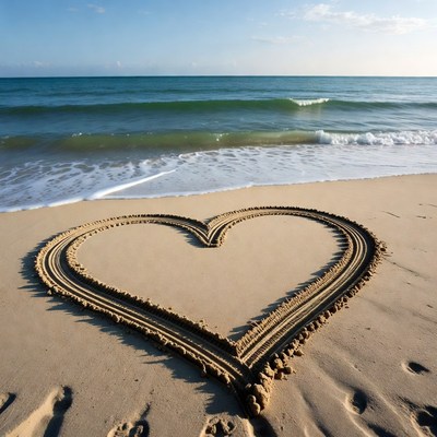 Heart design in beach sand