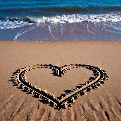 Heart shape drawn in sand