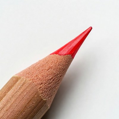 Bright red pencil tip close-up