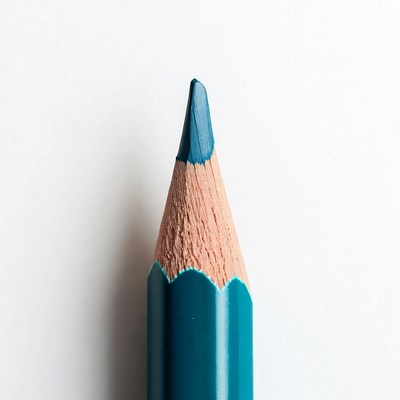Vibrant teal pencil tip close-up