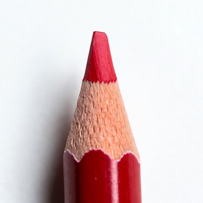 Close-up of a sharpened red pencil tip