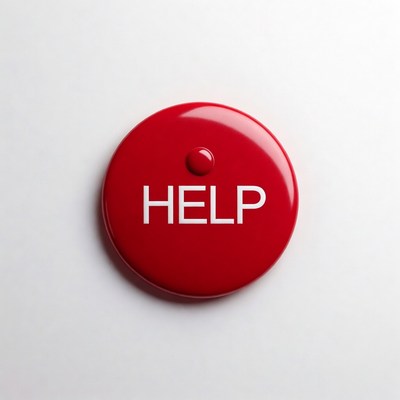 Bright red button for urgent assistance