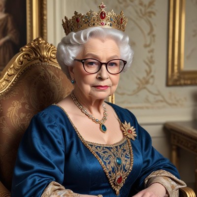 Royal figure in elegant setting