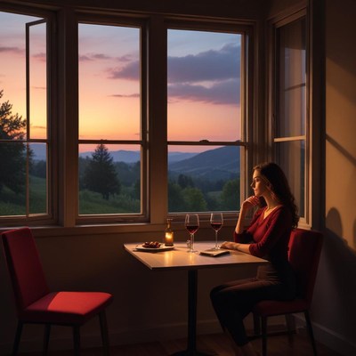 Romantic dinner with sunset view