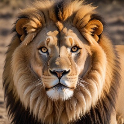 Majestic lion in golden sunlight