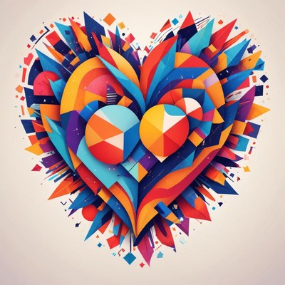 Colorful geometric heart design