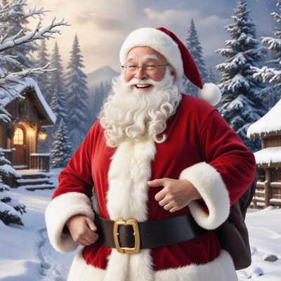 Jolly santa in a winter wonderland