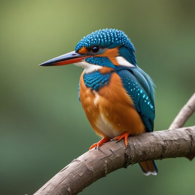 Colorful kingfisher perched on branch