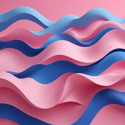 Wavy layers of pink and blue paper