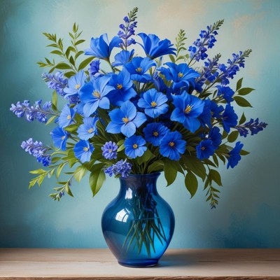 Bright blue flowers in vase
