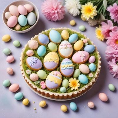 Colorful easter egg dessert display