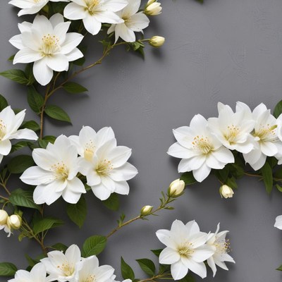 White flowers on gray background