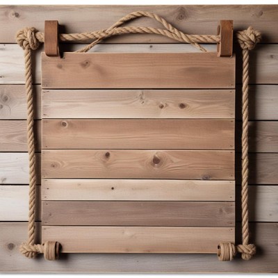 Rustic wooden sign with rope frame