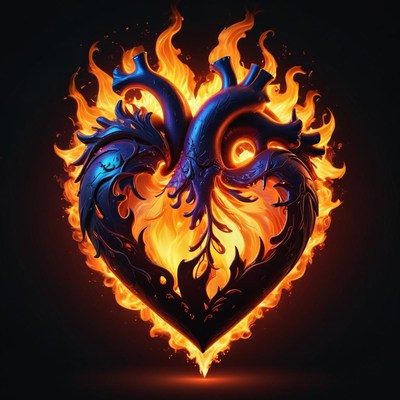 Heart of flames design artwork