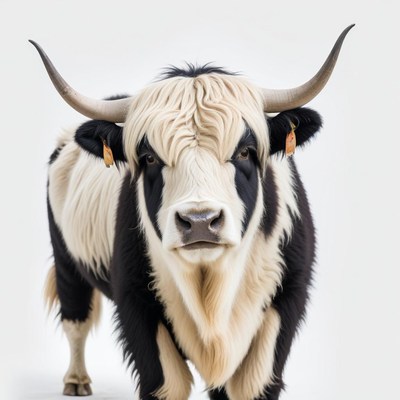 Black and white yak portrait captured indoors