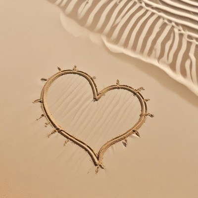 Heart shape drawn in sand