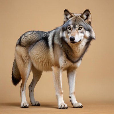 Majestic wolf in a neutral setting