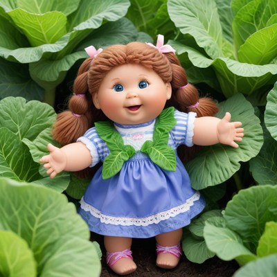 Cabbage patch doll in the garden