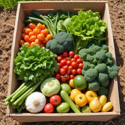 Fresh harvest of colorful vegetables