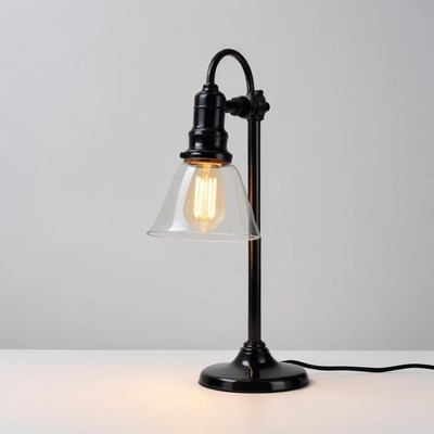 Elegant black lamp with glass shade
