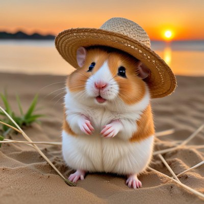 Guinea pig at sunset beach