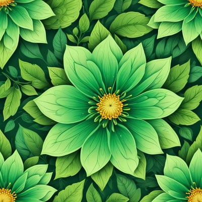 Lush green floral pattern design