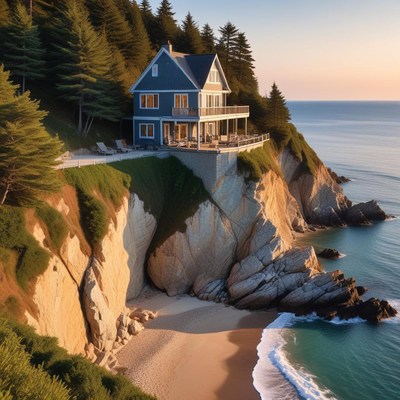 House on the cliffs by the ocean