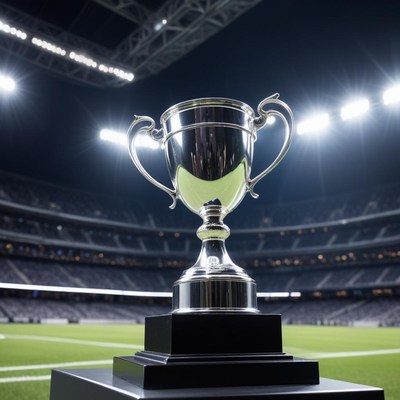 Trophy displayed at stadium event