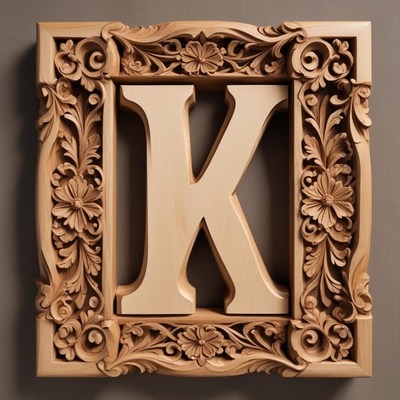 Intricate wooden letter k design