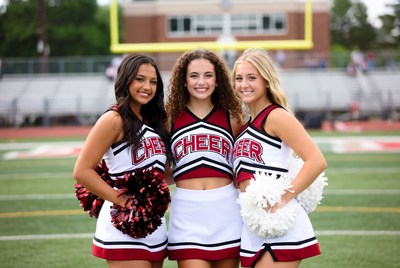 Cheerleaders posing on the field