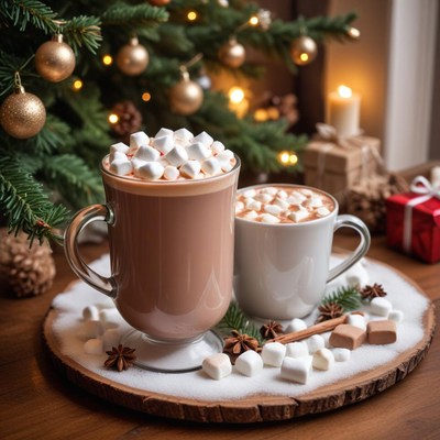 Cozy holiday drinks with marshmallows