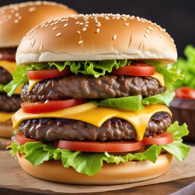 Juicy double cheeseburger with fresh toppings