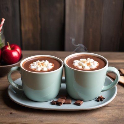 Warm cocoa with marshmallows and chocolate