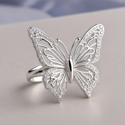 Elegant silver butterfly ring design