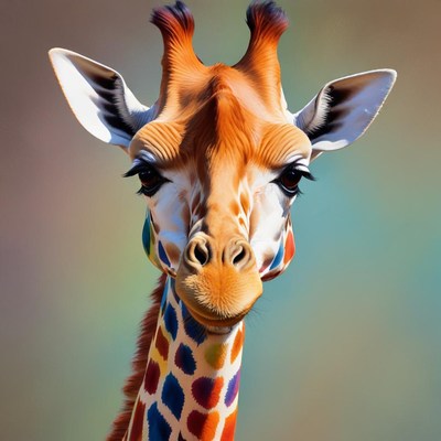 Giraffe with colorful background display