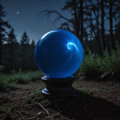 Mystical blue orb in forest