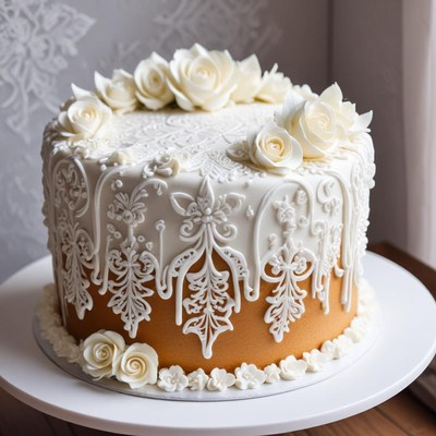 Beautifully decorated wedding cake